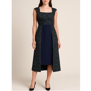KAY UNGER Jacquard Walk Thru Midi Dress